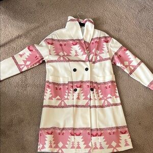 Stylish Pink and Cream Patterned Coat